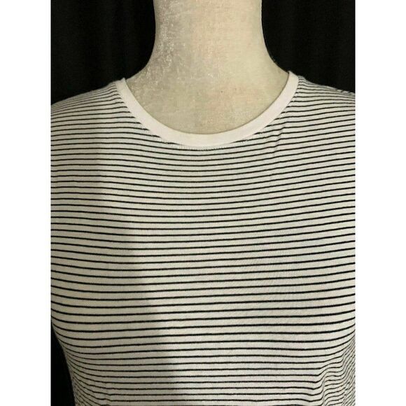 Zara Wb Collection Womens Black Striped Short Sleeve Crew Neck Top T Shirt Small - Picture 3 of 7